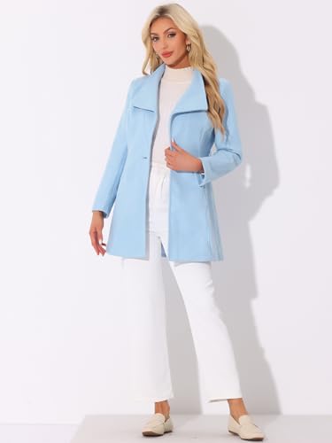 Image of Allegra K Women's Winter Elegant Stand Collar Overcoat Long Belted Pea Coat