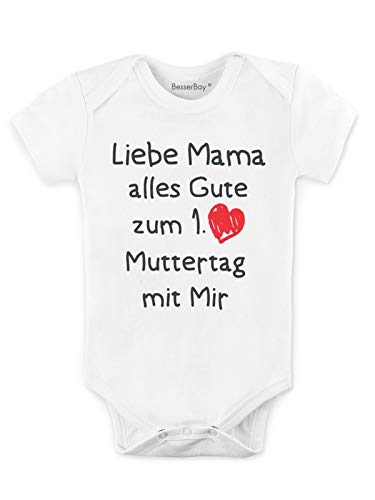 BesserBay Baby Junge Body - Erster Muttertag mit Mir - Strampler Weiß 3-6M