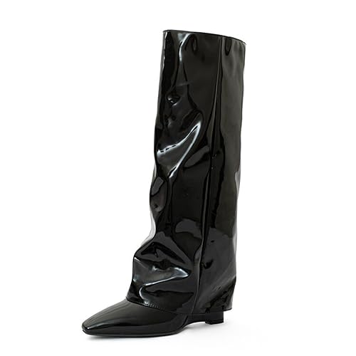Bottes de mode pour femmes grande taille avec talon compensé 8cm