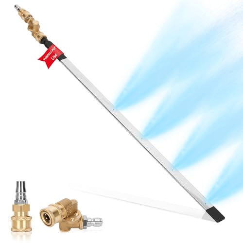 Foinwer 24 Radiator Cleaning Wand Set - 4500PSI Stainless Steel Dual Water/Air Radiator cleaner Cleaner/Pressure Washer Gun Adapter & Tips Fit for Household Cars Trucks RV Radiators