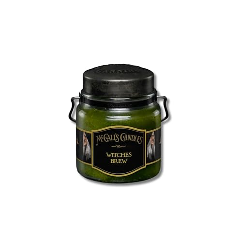 Image of McCall's Candles | Witches Brew | 16 oz Two-Wick Scented Candle | USA-Poured | Vintage Rustic Jar with Carrying Handle | Spiced Clove & Gingerroot Fragrance