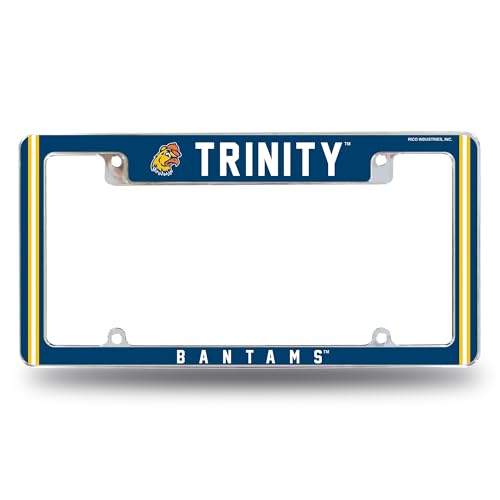 Rico Industries NCAA Trinity (CT) Bantams 12" x 6" Chrome All Over Automotive License Plate Frame for Car/Truck/SUV