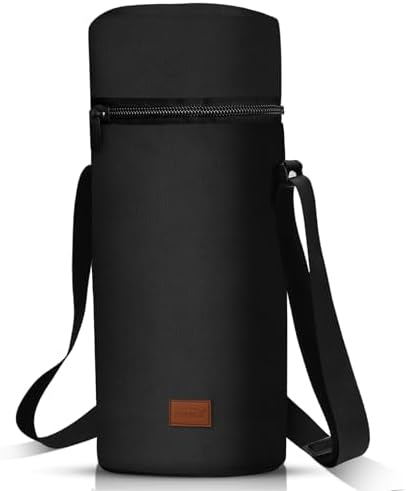 Aosbos Große Kühltasche für 1,5L Weinflasche Champagner Flaschenhalter mit verstellbarem Schultergurt für Picknick Camping Abend klassischer & Schlichter Stil Schwarz