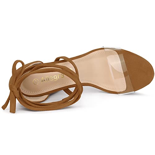 Allegra K Allegra K Women's Clear Platform Lace Up Chunky Heels Brown Sandals 8.5 M US