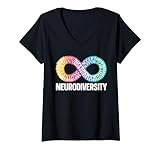 Womens Neurodiversity Neurodivergent Rainbow Infinity ADHD ASD V-Neck T-Shirt