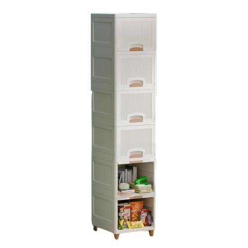 Plastic Modular Storage Organizer Cabinet for Clothes, Kitchen & Living Room, Multi Purpose Stackable Wardrobe Box with Doors Space Saving (6 Layer)-image-43