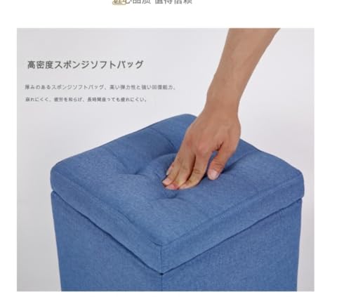 Bivoyudアイリスオーヤマスツール 収納ボックス ライトグレー レギュラー (ブルー) [4]