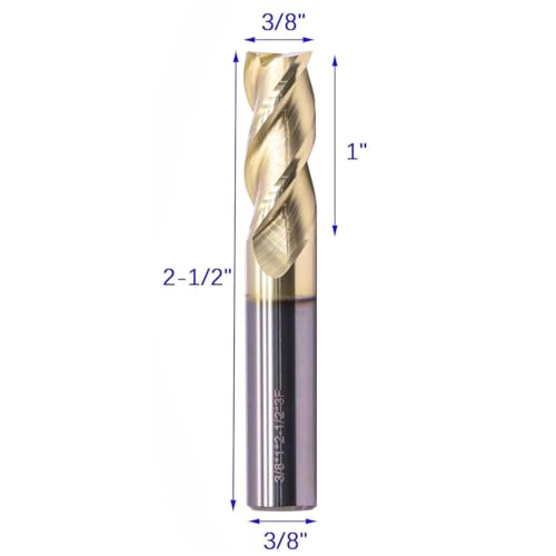 Image of BestParts High Performance 5Pcs Solid Carbide End Mills 1 /8 inch, 3 /16 inch, 1 /4 inch, 5 /16 inch, 3 /8 inch Set for Aluminum - ZRN Coated, 3 Flute, 37 Degree Helix, HRC55, End Mill Bit Set, CNC Router Bit, Square End