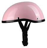 Retro Small and Light Motorcycle Half Helmet, DOT Approved Men Women Vintage German Style Skull Cap Adult Open Face Helmet for Moped Bicycle Scooter(Pink)