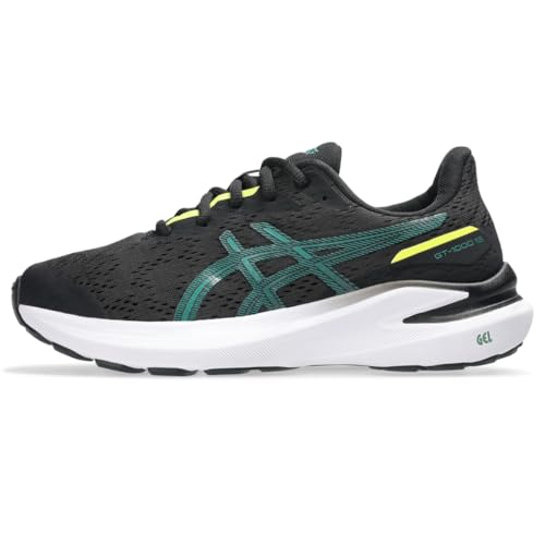 ASICS Kid's GT-1000 13 Grade School Running Shoes, 4, Black/Jasper Green