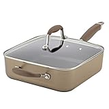 Anolon Advanced Hard Anodized Nonstick Saute Square Fry Pan with Helper Handle, 4 Quart, Bronze
