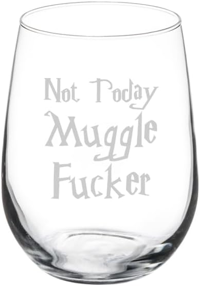 Wine Glass Goblet Gift Not Today Muggle Fcker (17 oz Stemless)