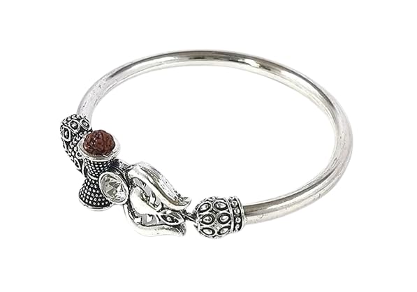 Shivam Fashion Metal Non-Precious Mahadev Trishul Rudraksh Bahubali Cuff Flexible Damru Kada for Men (Silver) (B0CD4BFTD7) Amazon Price History, Amazon Price Tracker