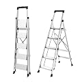 HBtower 5 Aluminum Step Ladder, Strudy Ladders for Home with Tool Tray, Anti-Slip Folding Step Stool for Adults, Light Weight Portable 330lbs Safety for Kitchen Warehouse Outdoor Work