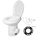 YITAMOTOR RV Toilet with Pedal Flush, High Profile Gravity Flush Toilet with Hand Sprayer for Car Travel Motorhome Caravan