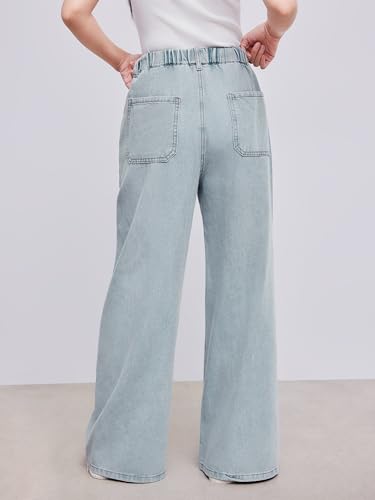 CIDER Wide Leg Jeans High Wasited Drawstring Baggy Denim Pants with Pockets4