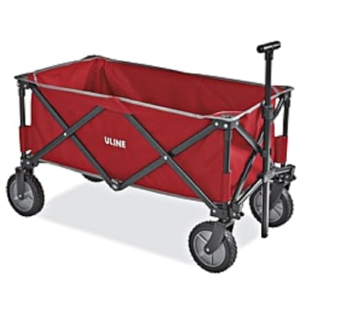 Uline Foldable Utility Wagon Red with Wheels and Handle Storage Bag