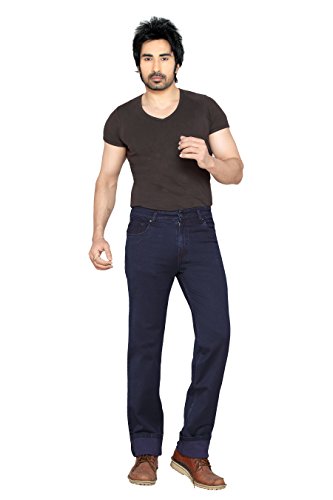 Image of Mens Super Stretchable Relax Fit Silky Fabric Jeans- Navy Blue