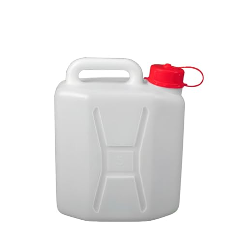 Bidón - garrafa de plástico alimentario de 5 litros, ideal para almacenamiento de líquidos, resistente y liviana, fácil de transportar y limpiar.