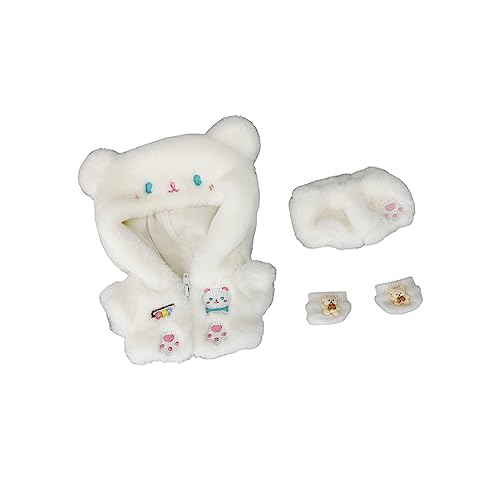 CALEMBOU 20cm Plush Doll Clothes, Anime Plushie Outfit Suit Pajamas, 8 inch Cotton Doll Clothes for Dolls Stuffed Animals (WhiteBearNew Suit)