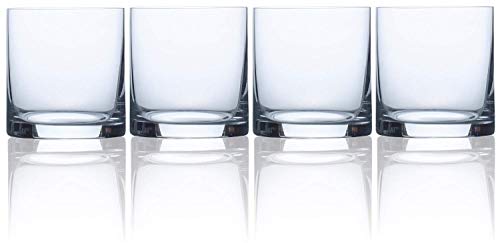 Circleware Soiree Heavy Base Whiskey Glass Drinking Glasses, Set of 4, Entertainment Dinnerware Glassware for Water, Juice, Beer Bar Liquor Dining Decor Beverage Cups Gifts, 14.8 oz, Bohemia DOF