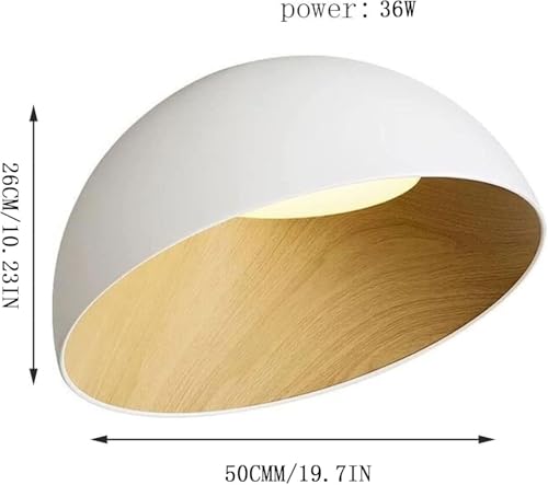 Plafonnier LED à grain de bois peint et structure métallique géométrique - 8