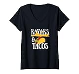 Photo Gallery donna kayak e tacos citazione paddle sport tacos amanti kayaker maglietta con collo a v Photo Gallery donna kayak e tacos citazione paddle sport tacos amanti kayaker maglietta con collo a v