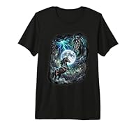 Two expressive Horses portraits under a full moon with cosmic sky in the night. Perfect for Horses and great Horses fans. Funny wildlife art with moonlight, mist, and storm energy. Ideal for nature and animal lovers. This premium t-shirt is made of 1...