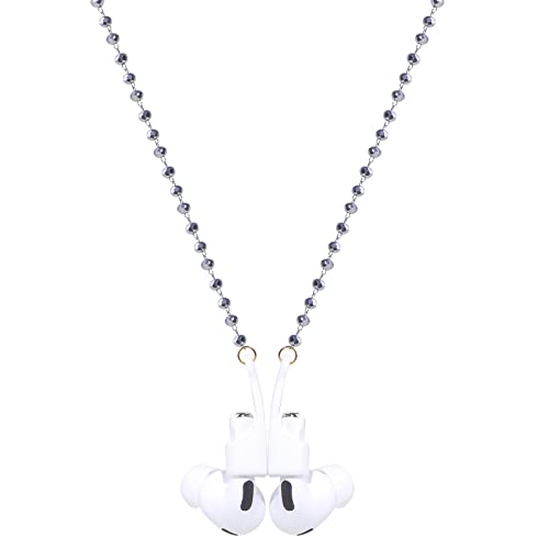 Ultra Strong Magnetic Airpod Pro Strap Anti-Lost Cord Sports Lanyard Compatible with Airpods 3rd 2nd Generation Pro 3 2 1, 72cm (Silver Gray Crystal)