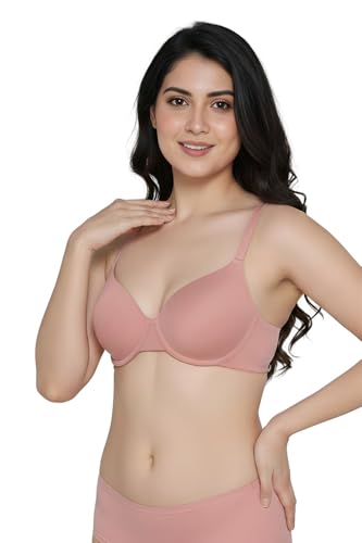 Image of Zivame Padded Plunge Wired Medium Coverage Tshirt Bra-Silver Bullet