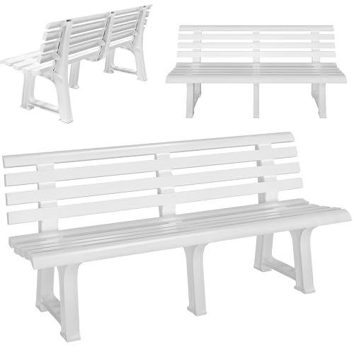 Casaria Gartenbank Sitzbank Wetterfest Kunststoff 240kg Belastbarkeit Rückenlehne 3-Standfüße 145x46cm Garten Balkon Terrasse Bank Ergonomisch Weiß Casaria Gartenbank Sitzbank Wetterfest Kunststoff 240kg Belastbarkeit Rückenlehne 3-Standfüße 145x46cm Garten Balkon Terrasse Bank Ergonomisch Weiß