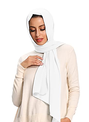 Hijab for Women Chiffon Hijab Scarfs for Women Long Shawl (White) Hijab for Women Chiffon Hijab Scarfs for Women Long Shawl (White)