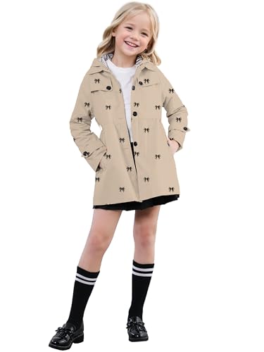 Image of SANGTREE Girl's Waterproof Trench Coat Hooded Lightweight Windbreaker Rain Jackets