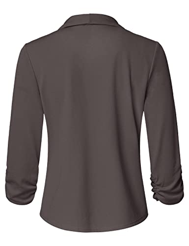 Women's Casual 3/4 Sleeve Office Work Open Front Blazer Cardigan Jacket (S-3XL)3