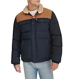 Levi's Men's Woodsman Sherpa Collar Puffer Jacket (Regular and Big & Tall Sizes), Navy/Worker Brown, XX-Large Tall