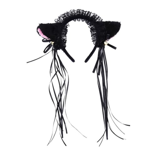 Holibanna 1 Pieza Diadema Con Orejas De Gato Bandas Fiesta Charlar Tocado De Oreja De Gato Cabello Orejas De Gato De Pelo Orejas De Gato Brillantes Diadema De Gatito Felpa Corta Black