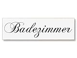 Modernes Schild Türschild aus Holz mit Aufschrift Badezimmer