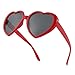 WHHJM Kids Polarized Heart Sunglasses for Girls Age 2-9 Fashion Lovely Heart Shaped Frame Sun Glasses (Red/Grey)