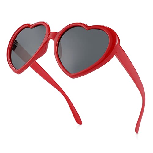 JOVAKIT Kids Polarized Heart Shaped Sunglasses for Girls Age 3-18, Fashion Lovely Rave Party Sun Glasses UV Protection3