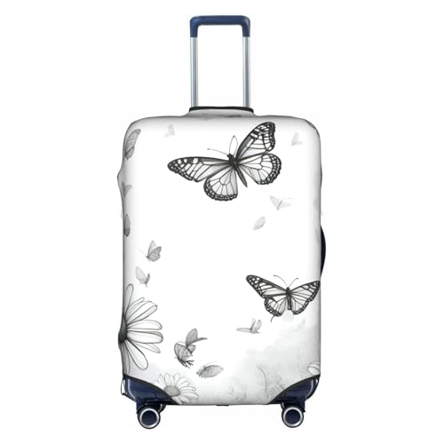 Housse de valise imperméable blanche L à motif fleurs protège-bagage élastique
