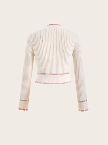 Women's Button Down Cropped Cardigan V Neck Knit Going Out Sweaters2