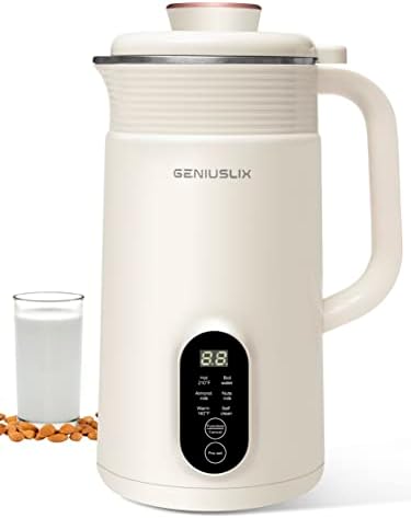 Geniuslix Automatic Nut Milk Maker Machine for Homemade, Plant-Based Milk with Auto Clean & Temperature Control Soy Milk Maker, Non-Dairy Beverages- Oat/Coconut/Cashew/ Almond Cow Milk Machine Maker with Nut Bag Strainer