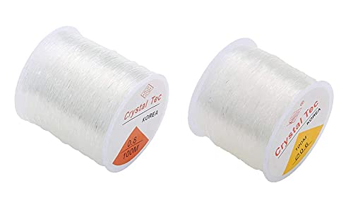 Image of Diy Crafts 17212 Crystal Tec Korea Diy Beading Stretch Cords Elastic Line Jewelry Making Supply Wire String Jeweleri Thread, Pack of 2 Roll (Red)