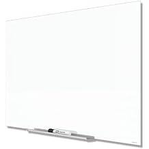Quartet Dry Erase Board, 50" x 28" Glass Magnetic Whiteboard, Wide Format, Horizontal White Board, InvisaMount, White G5028IMW