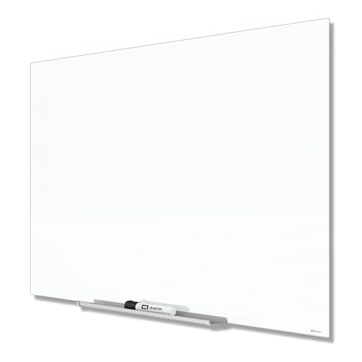 Quartet Whiteboard, Glass Dry Erase Board, Magnetic, 74" x 42", InvisaMount Horizontal Frameless Mounting, Removable Tray, 1 Dry Erase Marker and 2 Glass Board Magnets (G7442IMW)
