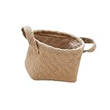 Cabilock 編み込み収納バスケット 布収納バスケット クロー オーガナイザーキューブ ハンドル付き 卓上 キッチン オフィス リビングルーム用