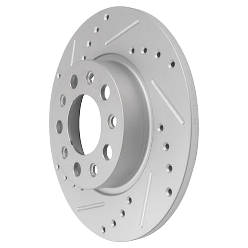 Image of Detroit Axle - Rear Brake Kit for Jeep Compass Renegade Fiat 500X Dodge Hornet Drilled and Slotted Disc Brake Rotors Ceramic Brakes Pads 2017 2018 2019 2020 2021 Replacement : 10.94 inch inch Rotor