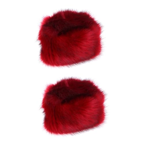 Chapeau fausse fourrure femme rouge contre le froid : lot de 2 bonnets chauds élégants