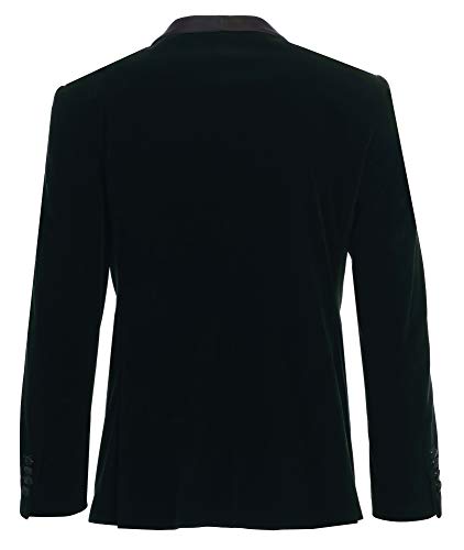 Men's Premium Slim Fit Shawl Lapel Velvet Jacket-Many Colors (42 Regular, Hunter Green with Black)2
