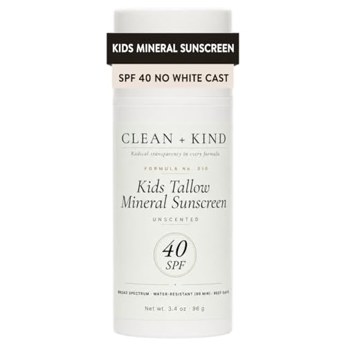 Image of Kids Sunscreen Mineral SPF 40 Unscented - Fragrance Free Non Toxic Baby & Toddler Sunblock with Non-Nano Zinc Oxide, Grass-Fed Tallow, Reef-Safe Sun Lotion, No White Cast (3.4 oz)